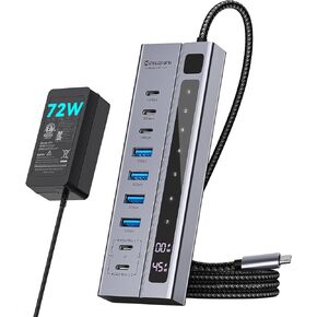 موزع USB C 9 في 1 من Minisopuru - يدعم الشحن بحد أقصى 45 وات مع محول طاقة 72 وات، ونقل بيانات بسرعة 10 جيجابت في الثانية، ومحور يعمل بمنفذ USB-C لأجهزة الكمبيوتر المحمول، وMacBook، وiPad (ليس للشاشة) in Kuwait