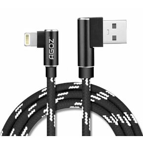 كابل AGOZ 4FT Apple MFI Lightning معتمد من Apple، زاوية قائمة 90 درجة، سلك شاحن سريع متوافق مع iPhone 14، 13، 12 Pro max، iPhone SE، iPhone 11 PRO MAX، iPhone Xs MAX XR XS، iPhone 8 7 6S 6 5 in Kuwait