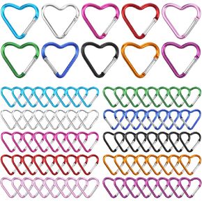 80 Pcs Heart Keychain Clips Bulk, Aluminum Alloy Keychain Clip Cute Heart Snap Hook Key Holder, Spring Loaded Key Ring for Outdoor Travel Walking, Keys, Dog Leash, Water Bottle Holder in Kuwait