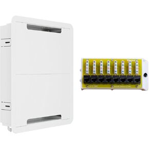 حاوية وسائط مدمجة في الحائط مقاس 17 بوصة من Legrand On-Q + وحدة واجهة شبكة Cat6 ذات 8 منافذ - صندوق أسلاك منظم مجوف مع توزيع إيثرنت للشبكات المنزلية in Kuwait