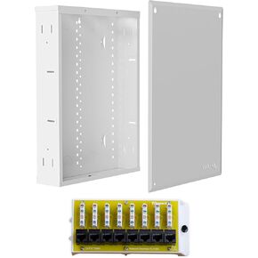 حاوية الوسائط الهيكلية Legrand On-Q مقاس 20 بوصة + وحدة واجهة الشبكة Cat6 ذات 8 منافذ - لوحة شبكة داخلية مع توزيع إيثرنت للأسلاك المنظمة in Kuwait