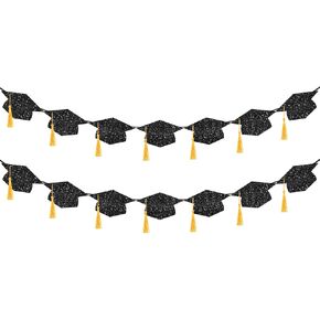Graduation Decorations 2025, No DIY - Pre-strung Glitter Graduation Banner with Real Tassel, 350g Thick Cardstock, 2025 Grad Decor for College High School in Saudi Arabia