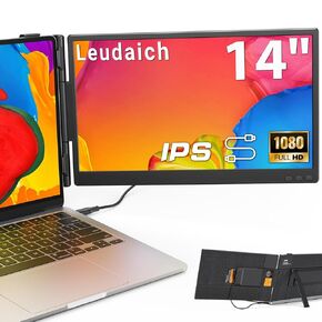 15.6'' Laptop Triple Screen Extender One Cable Connection, 1080P FHD IPS Portable Dual Monitor with Speaker, Ultra-Slim Travel Monitor for 13-17.3" Laptops, Compatible with MacOS, Windows, Android in Saudi Arabia
