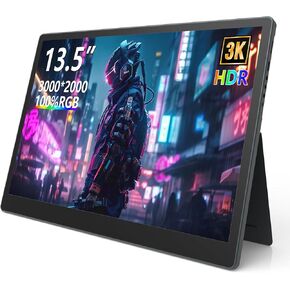 شاشة محمولة 13.5 بوصة 3000×2000 IPS 3:2، شاشة 100% sRGB HDR USB-C HDMI ثانية للكمبيوتر المحمول، شاشة محمولة رفيعة للغاية مع حامل تخميد قابل للتعديل، التوصيل والتشغيل لهاتف PC Mac in Kuwait
