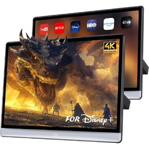 WONNIE 16" Car TV Headrest Monitor for Back Seat, 4K Android Tablet Portable Rear Entertainment System, Phone Wireless Mirror Link Touch Screen, with WiFi/Bluetooth/HDMI/USB/Video Player (16" x 2) in Kuwait