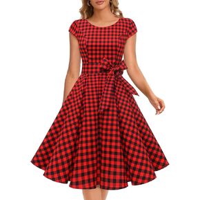 Dressystar النساء خمر 1950s ريترو روكابيلي حفلة موسيقية فساتين كاب الأكمام in Kuwait