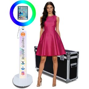 Portable Photo Booth for iPad 10.2'' 10.5'' 10.9" 11" 12.9" 13", Photobooth Machine with Free Custom Logo & Flight Case for Parties Wedding Events (White, Photo Booth + Printer) in Saudi Arabia