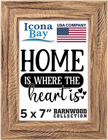 إطار صورة باللون الرمادي من Icona Bay مقاس 8 × 10، إطار صور على الطراز الريفي الريفي مقاس 8 × 10، سطح الطاولة أو حامل الحائط، مجموعة Barnwood in Kuwait