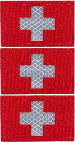 3-Pack IR Reflective Medic Patch, Red Cross First Aid Patches, Tactical Hook and Loop Medical Badges for IFAK Pouch Tactical Gear Military Backpacks Bags, Vest & Operator Gear in Saudi Arabia
