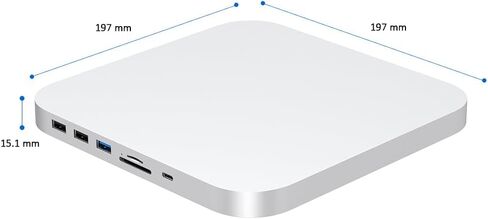 Qwiizlab Mac mini Hub مع حاوية NVMe، محطة إرساء لجهاز Mac mini M2/M1، Mac Studio M4/M/3/M2/M1، النوع C 10 جيجابت في الثانية، قارئات البطاقات 104 ميجابايت/ثانية، يناسب M.2 SATA PCIe NVMe SSD حتى 8 تيرابايت (فضي) in Saudi Arabia
