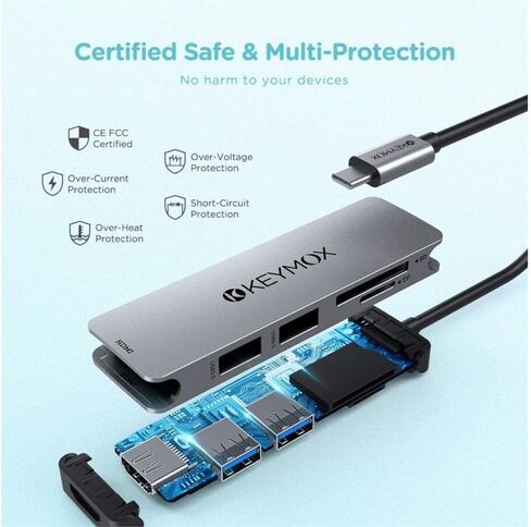 موزع USB-C 5 في 1 مزود بمخرج HDMI 4K وقارئ بطاقات in Saudi Arabia