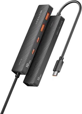 موزع USB 3.2 بسرعة 10 جيجابت في الثانية من VENTION، موزع USB مع 4 منافذ USB 3.2 (USB A*2 النوع C*2)، موسع USB PD 100 وات للشحن USB 3.2 الجيل الثاني، أسود in Saudi Arabia