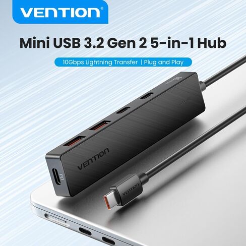 موزع USB 3.2 بسرعة 10 جيجابت في الثانية من VENTION، موزع USB مع 4 منافذ USB 3.2 (USB A*2 النوع C*2)، موسع USB PD 100 وات للشحن USB 3.2 الجيل الثاني، أسود in Saudi Arabia