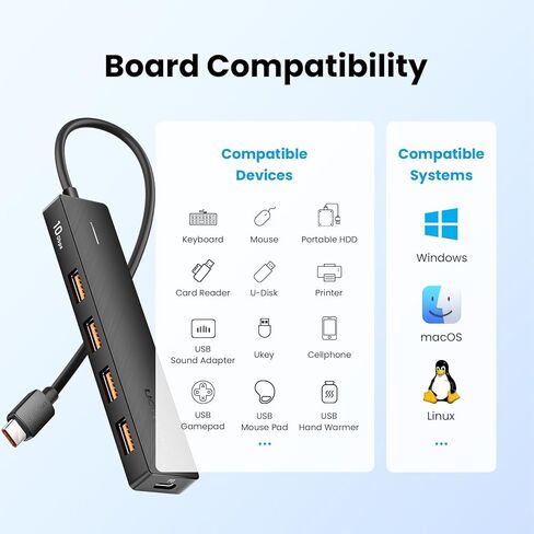 موزع USB 3.2 بسرعة 10 جيجابت في الثانية من VENTION، موزع USB مع 4 منافذ USB 3.2 (USB A*2 النوع C*2)، موسع USB PD 100 وات للشحن USB 3.2 الجيل الثاني، أسود in Saudi Arabia