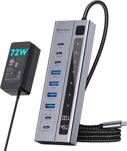 موزع USB C 9 في 1 من Minisopuru - يدعم الشحن بحد أقصى 45 وات مع محول طاقة 72 وات، ونقل بيانات بسرعة 10 جيجابت في الثانية، ومحور يعمل بمنفذ USB-C لأجهزة الكمبيوتر المحمول، وMacBook، وiPad (ليس للشاشة) in Kuwait