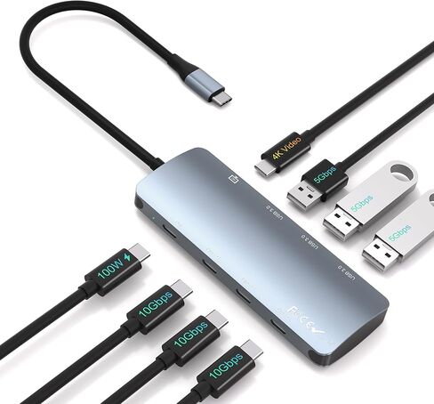 10Gbps USB C Hub with USB C Video Output, USB C Hdmi Splitter with 4K@60Hz Video Output, 100W PD Charging, 10Gbps Data Transfer, Multi USB C Adapter for MacBook Pro/Air, HP and More Type C Devices in Saudi Arabia
