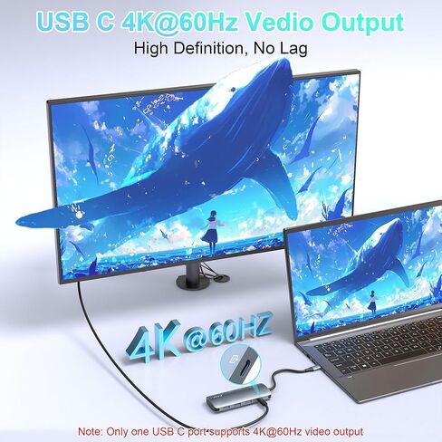 10Gbps USB C Hub with USB C Video Output, USB C Hdmi Splitter with 4K@60Hz Video Output, 100W PD Charging, 10Gbps Data Transfer, Multi USB C Adapter for MacBook Pro/Air, HP and More Type C Devices in Saudi Arabia