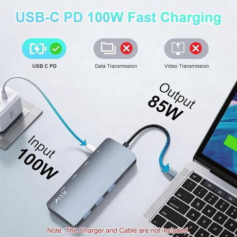 10Gbps USB C Hub with USB C Video Output, USB C Hdmi Splitter with 4K@60Hz Video Output, 100W PD Charging, 10Gbps Data Transfer, Multi USB C Adapter for MacBook Pro/Air, HP and More Type C Devices in Saudi Arabia