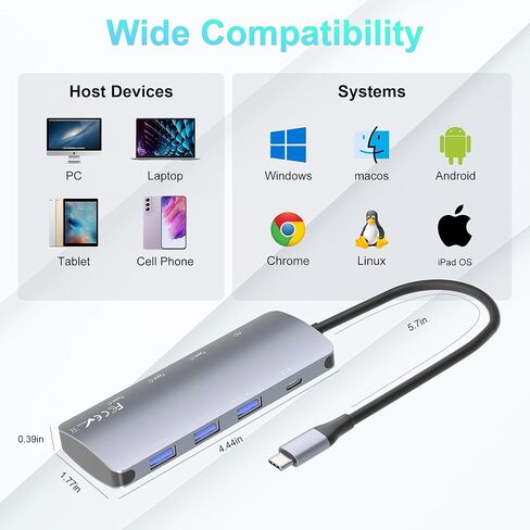 10Gbps USB C Hub with USB C Video Output, USB C Hdmi Splitter with 4K@60Hz Video Output, 100W PD Charging, 10Gbps Data Transfer, Multi USB C Adapter for MacBook Pro/Air, HP and More Type C Devices in Saudi Arabia