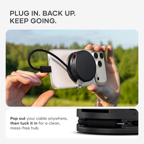 Satechi OntheGo 7-in-1 USB-C Hub & 3 in 1 شاحن لاسلكي Qi2، مغناطيسي، مدمج، محمول in Kuwait