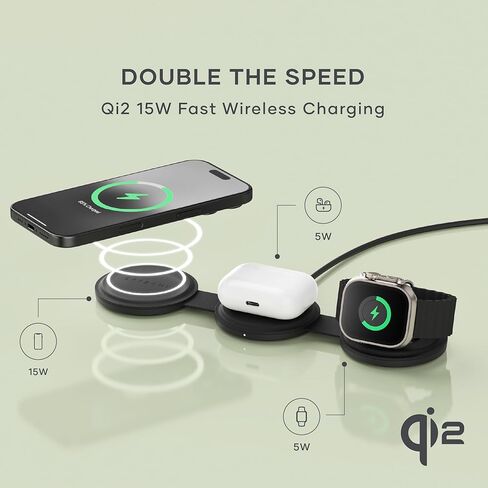 Satechi OntheGo 7-in-1 USB-C Hub & 3 in 1 شاحن لاسلكي Qi2، مغناطيسي، مدمج، محمول in Kuwait