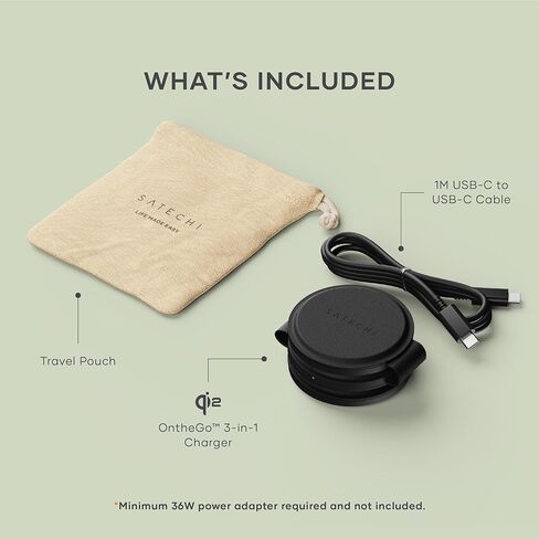 Satechi OntheGo 7-in-1 USB-C Hub & 3 in 1 شاحن لاسلكي Qi2، مغناطيسي، مدمج، محمول in Kuwait