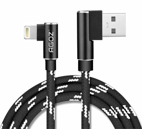 AGOZ 4FT Apple MFI Certified Lightning iPhone Cable, 90° Right Angle, Fast Charger Cord Compatible with iPhone 14, 13, 12 Pro max, iPhone SE, iPhone 11 PRO MAX, iPhone Xs MAX XR XS, iPhone 8 7 6S 6 5 in Saudi Arabia