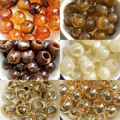 280Pcs Hair Beads for Braids Large Hole African Hair Beads for Women for Large Braids 14mm Brown Jumbo Pony Beads for Braiding Jewelry Making Macrame Crafts Beads in Saudi Arabia