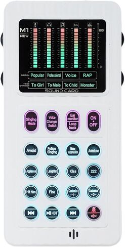 Bewinner Portable Voice Changer Sound Card | Bluetooth 5.0, 8 Voice Effects with 10 Level Pitch Adjust, Plug & Play, 106dB SNR, Built in 600mAh Battery for Live Streaming/Gaming/Karaoke in Saudi Arabia