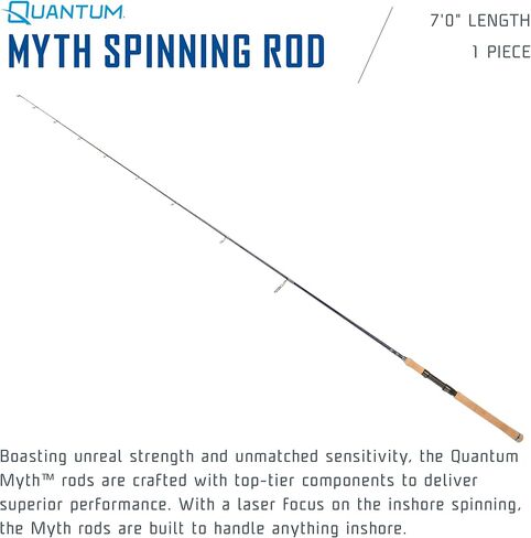 Quantum Myth Spinning Fishing Rod, HXS30 Graphite Blank, Seaguide Line Guides, Fuji DPS Reel Seat, Cork Handle, Gray/Blue in Saudi Arabia