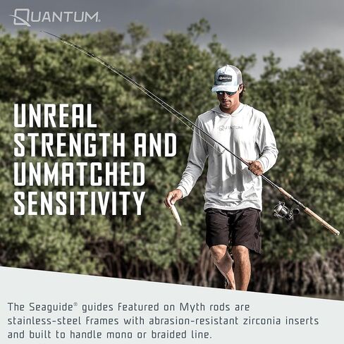 Quantum Myth Spinning Fishing Rod, HXS30 Graphite Blank, Seaguide Line Guides, Fuji DPS Reel Seat, Cork Handle, Gray/Blue in Saudi Arabia