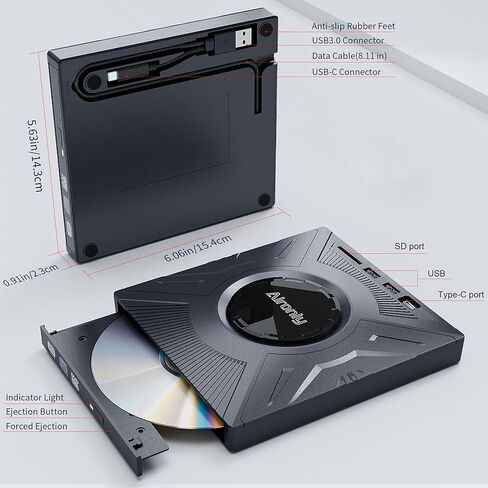 حاوية M.2 NVMe (10 جيجابت في الثانية) + حزمة محرك أقراص CD/DVD خارجي: مجموعة توصيل البيانات والوسائط المثالية - قارئ USB-C NVMe SSD بدون أدوات (لمحركات أقراص SSD 2230/2242/2260/2280 PCIe) ونسخ الأقراص المضغوطة المحمولة USB 3.0 in Kuwait