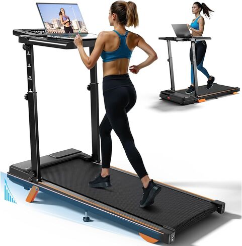 Walking Pad Treadmill with Handle Bar & Incline, Advzon Portable Under Desk Treadmill for Home, 2 in 1 Walking Running Machine with 300+ lbs Capacity and LED Display in Saudi Arabia