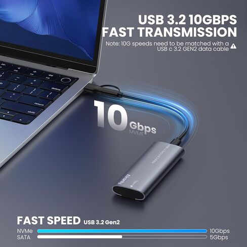 قارئ وتخزين خارجي USB-C 2 في 1: حاوية SSD M.2 NVMe SSD بسرعة 10 جيجابت في الثانية + ناسخ أقراص CD/DVD USB 3.0، التوصيل والتشغيل، بدون أدوات لمحركات الأقراص SSD والأقراص المضغوطة 2230/2242/2260/2280، بما في ذلك. كابل USB-C إلى C/A لأجهزة الكمبيوتر المحمول/ in Kuwait