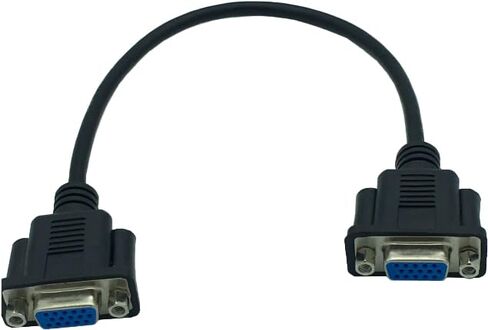 محول تحويل VGA SVGA 15-pin HD15 أنثى إلى أنثى، كابل شاشة فيديو ممتد متوافق مع الكمبيوتر الشخصي وجهاز العرض والكمبيوتر المحمول والتلفزيون (30 سم) in Kuwait