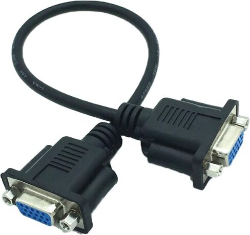 محول تحويل VGA SVGA 15-pin HD15 أنثى إلى أنثى، كابل شاشة فيديو ممتد متوافق مع الكمبيوتر الشخصي وجهاز العرض والكمبيوتر المحمول والتلفزيون (30 سم) in Kuwait