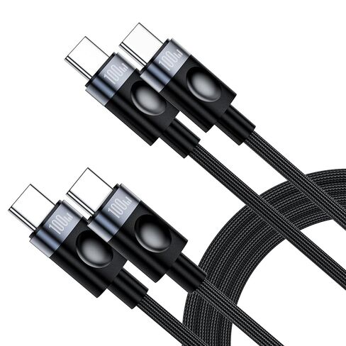 USB C to USB C Cable 100W, 10ft Fast Charging Cord (2-Pack),Long Braided Nylon Type C Charger for MacBook Pro/Air, iPad Pro, iPhone 17/16/15, Samsung Galaxy S25/S24/S23 - Black in Saudi Arabia