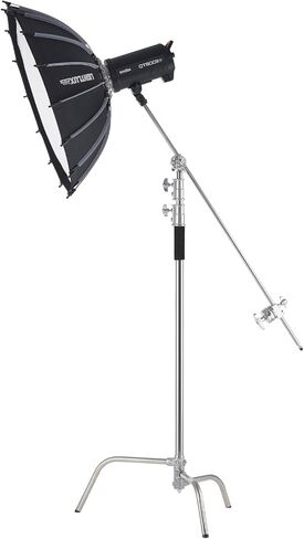 Happybuy C Stand with Boom Arm, Max Height 10.83 ft/330 cm, Stainless Steel Heavy Duty Photography Light Stand with 4.8-9.8 ft Adjustable Height, 2 Grip Head for Studio Lights in Saudi Arabia