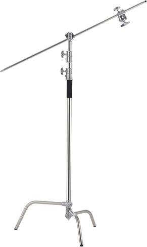 Happybuy C Stand with Boom Arm, Max Height 10.83 ft/330 cm, Stainless Steel Heavy Duty Photography Light Stand with 4.8-9.8 ft Adjustable Height, 2 Grip Head for Studio Lights in Saudi Arabia