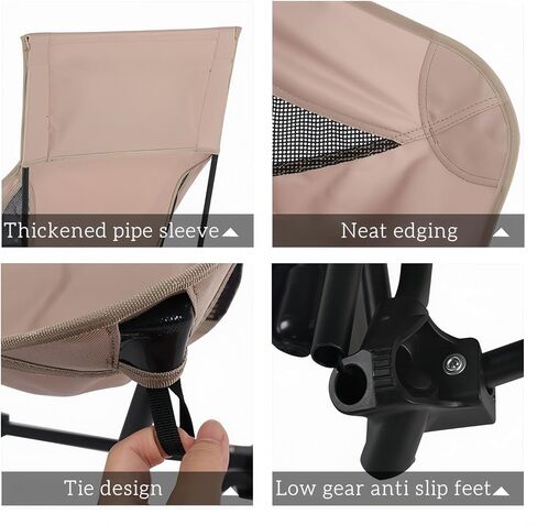 High Back Reclining Camping Chair for Adults – Oversized Portable Folding Chair with Head Support & Widened Seat, Heavy Duty Camping Essentials for Outdoor, Beach, Lawn, Festivals, Khaki in Saudi Arabia