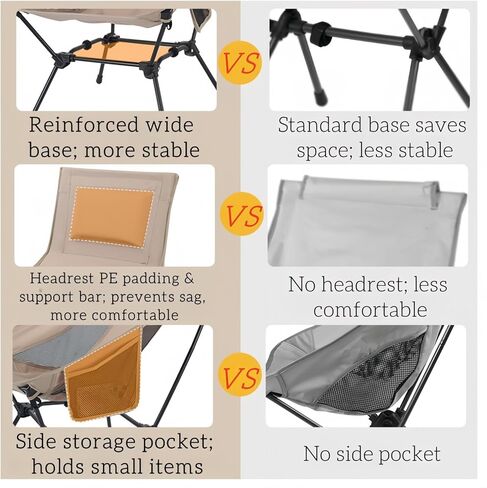 High Back Reclining Camping Chair for Adults – Oversized Portable Folding Chair with Head Support & Widened Seat, Heavy Duty Camping Essentials for Outdoor, Beach, Lawn, Festivals, Khaki in Saudi Arabia