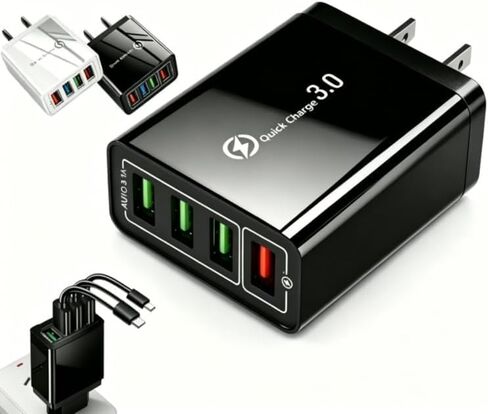 Hyper Charge Pro، شاحن Hyper Charge Pro، HyperChargePro، محور شحن سريع 4 منافذ 3.0 مع التحكم في درجة الحرارة والشحن السريع، قابس USB للشحن السريع in Saudi Arabia