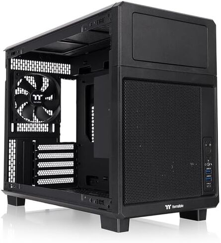 Thermaltake TR200; Micro Chassis; 1x120mm PWM Fan Included; mATX/mITX Support; 360mm Radiator Support; 365mm GPU Clearance; 175mm Air Cooler Clearance; 5.25" Bay Support; Black; CA-11L-00S1NN-00 in Saudi Arabia
