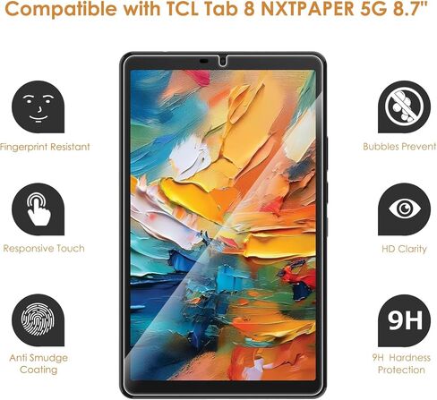 Hianjoo 2-Pack Screen Protector Compatible with TCL Tab 8 NXTPAPER 5G 8.7 inch, Tempered Glass [HD Clarity] [9 Hardness] [Anti-Scratch] [Easy Installation] in Saudi Arabia