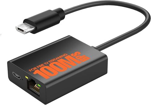 Firestick Ethernet Adapter, Micro USB to RJ45 Ethernet Adapter for Fire TV Stick Compatible with 4K Fire Stick, Amazon Streaming TV Devices and Google Home Mini (Adhesive Tape Included) in Saudi Arabia