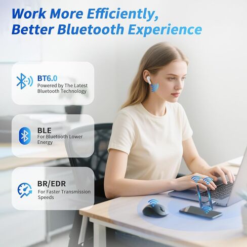 Long Range USB Bluetooth 6.0 Adapter for PC, Built-in PA Enhanced 5dBi High Gain Wireless Dongle w/Dual Antennas, Supports Windows 11/10/8.1/7 Laptop Desktop, NOT for TV, Mac, Car Stereo in Saudi Arabia