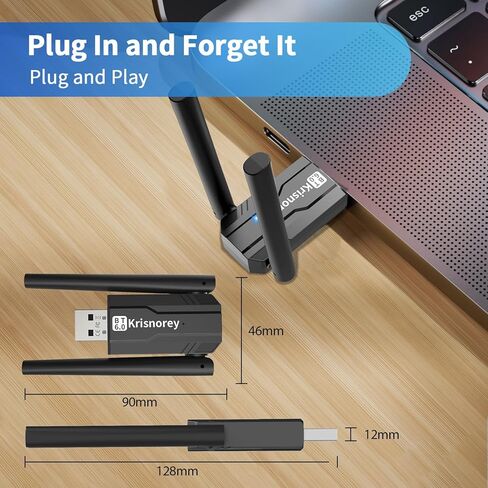 Long Range USB Bluetooth 6.0 Adapter for PC, Built-in PA Enhanced 5dBi High Gain Wireless Dongle w/Dual Antennas, Supports Windows 11/10/8.1/7 Laptop Desktop, NOT for TV, Mac, Car Stereo in Saudi Arabia