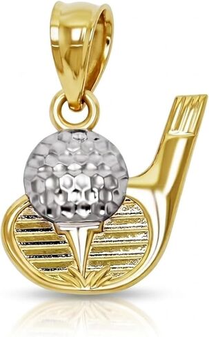 Charm America - 10k Solid Gold Golf Bags and Clubs Pendant Charm - Sports Fan Casual Everyday Wear, Golf Jewelry Tournament Trophy for League in Saudi Arabia