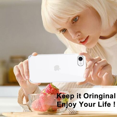 متوافق مع حافظة هاتف iphone 16E / 17E / SE4 مع واقي شاشة وواقي عدسة الكاميرا، [غير صفراء] [حماية من السقوط من الدرجة العسكرية] حافظة حماية لهاتف iphone 17E - شفاف كريستالي in Saudi Arabia