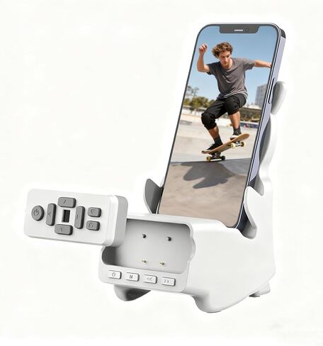 حامل هاتف 3 في 1، حامل مكبر صوت بلوتوث مع صوت بانورامي 9D وجهاز تحكم عن بعد لاسلكي للصفحات، منصة سطح المكتب بدون استخدام اليدين لـ TikTok وموسيقى فيديو YouTube والقراءة على أجهزة iPhone Android اللوحية in Kuwait